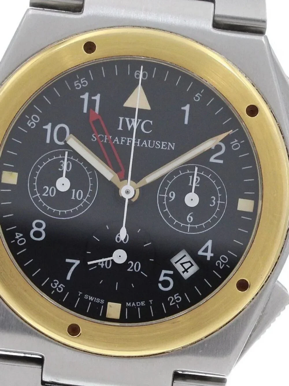 IWC SCHAFFHAUSEN In junior IW380502 YG bezel date black Dial Quartz Men's_969476